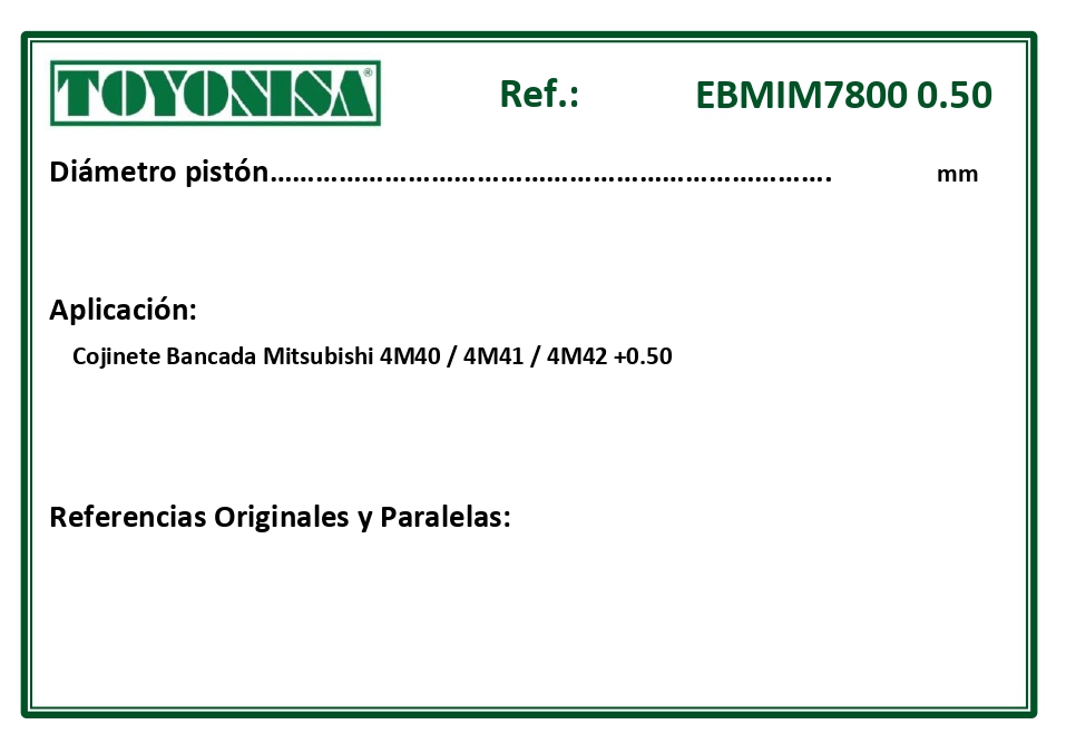 EQUIVALENCIAS ORIGINALES Y PARALELAS COJINETES