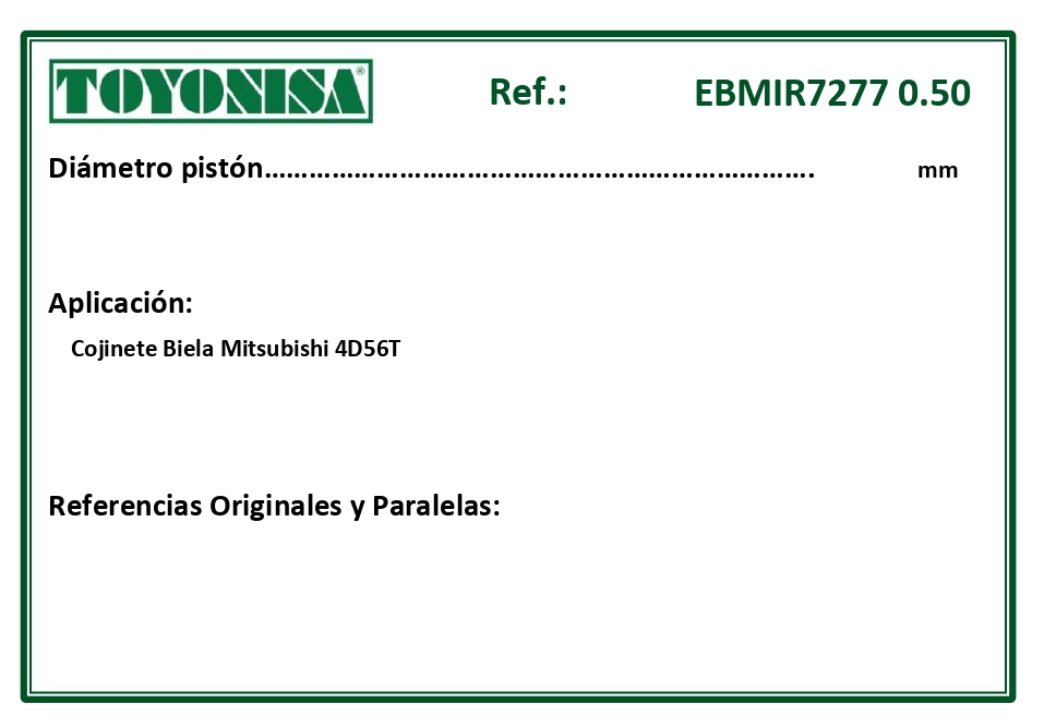 EQUIVALENCIAS ORIGINALES Y PARALELAS COJINETES