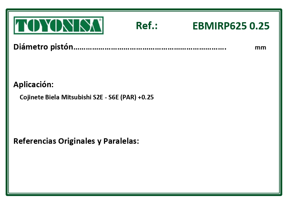 EQUIVALENCIAS ORIGINALES Y PARALELAS COJINETES