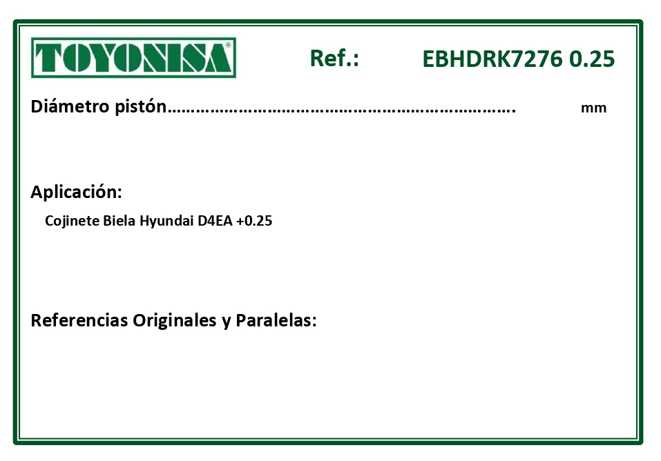 EQUIVALENCIAS ORIGINALES Y PARALELAS COJINETES