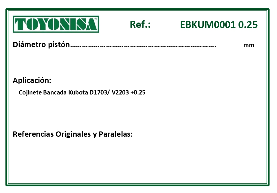 EQUIVALENCIAS ORIGINALES Y PARALELAS COJINETES