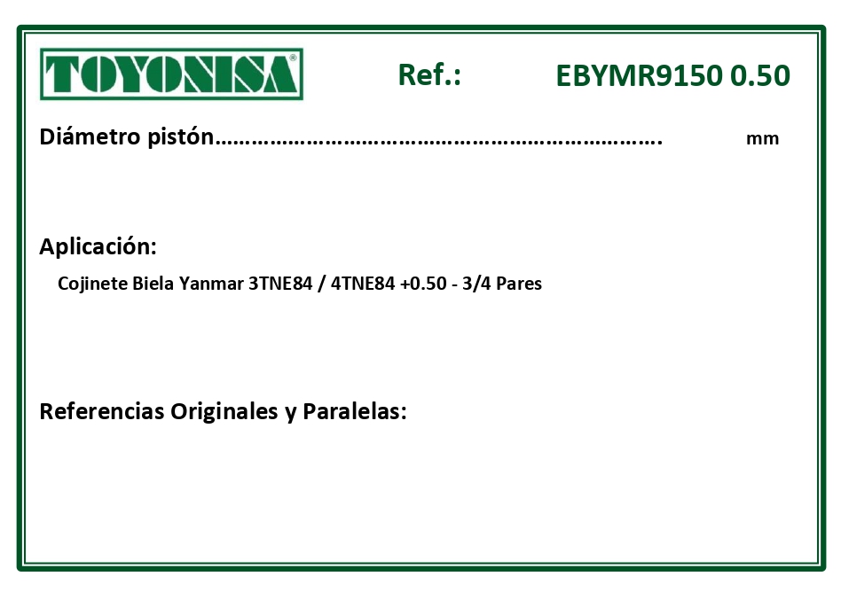 EQUIVALENCIAS ORIGINALES Y PARALELAS COJINETES