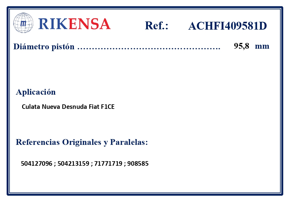 EQUIVALENCIAS ORIGINALES Y PARALELAS CULATAS