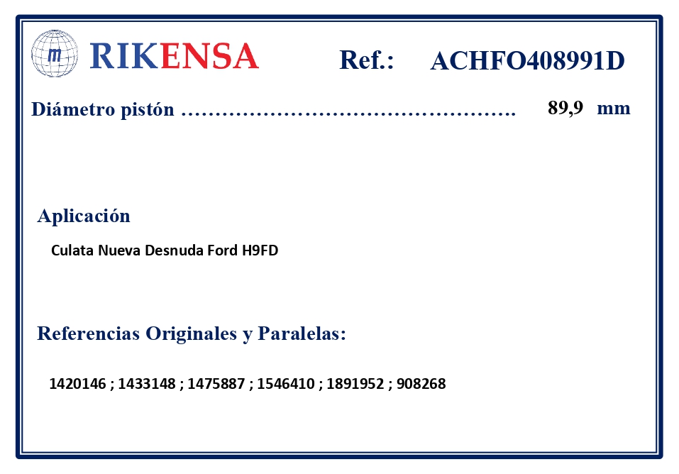 EQUIVALENCIAS ORIGINALES Y PARALELAS CULATAS
