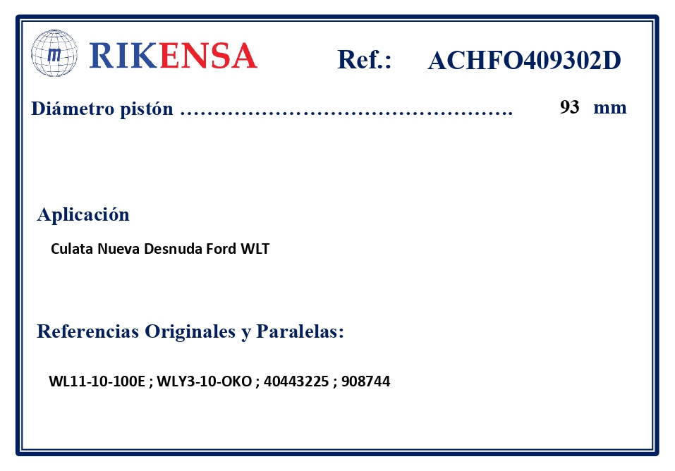 EQUIVALENCIAS ORIGINALES Y PARALELAS CULATAS