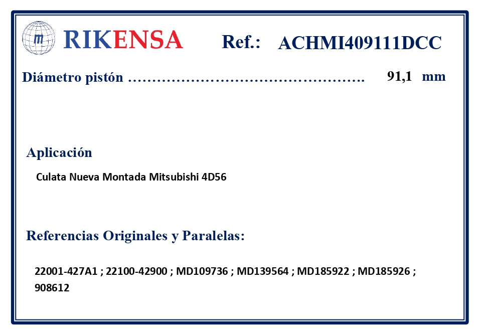 EQUIVALENCIAS ORIGINALES Y PARALELAS CULATAS