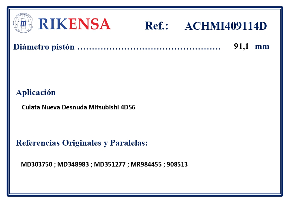 EQUIVALENCIAS ORIGINALES Y PARALELAS CULATAS