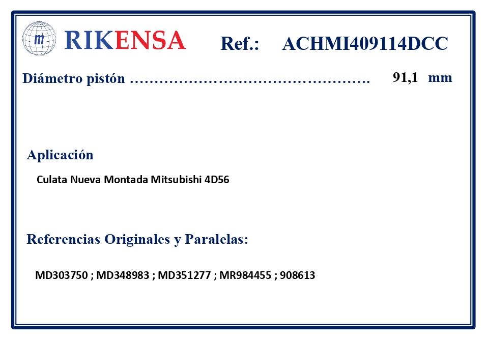 EQUIVALENCIAS ORIGINALES Y PARALELAS CULATAS