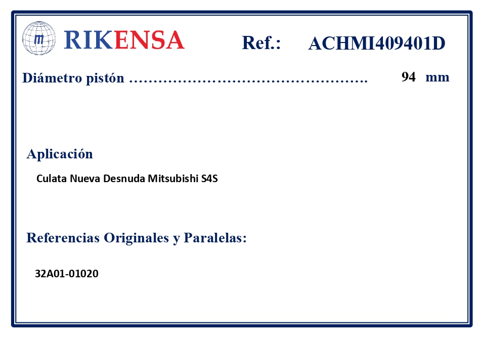 EQUIVALENCIAS ORIGINALES Y PARALELAS CULATAS