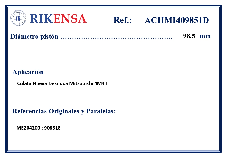 EQUIVALENCIAS ORIGINALES Y PARALELAS CULATAS