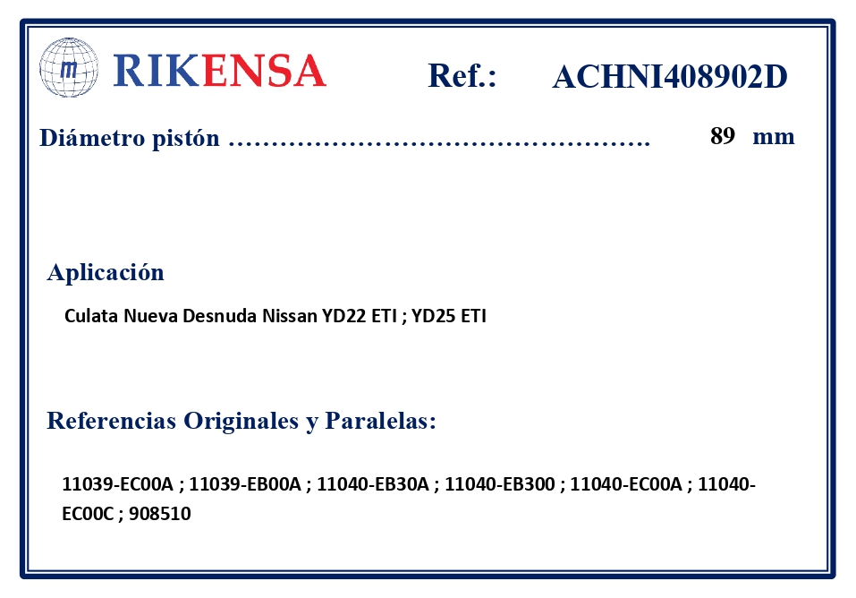 EQUIVALENCIAS ORIGINALES Y PARALELAS CULATAS