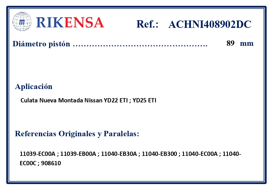 EQUIVALENCIAS ORIGINALES Y PARALELAS CULATAS