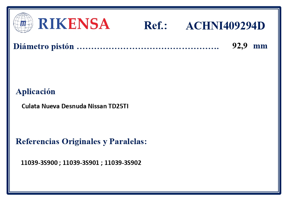 EQUIVALENCIAS ORIGINALES Y PARALELAS CULATAS
