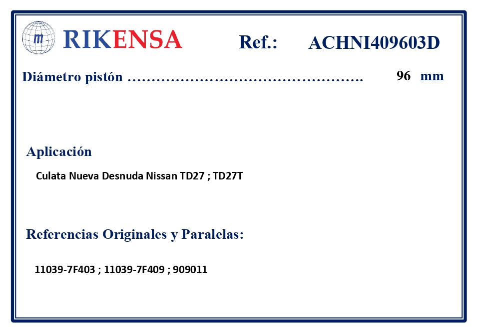 EQUIVALENCIAS ORIGINALES Y PARALELAS CULATAS