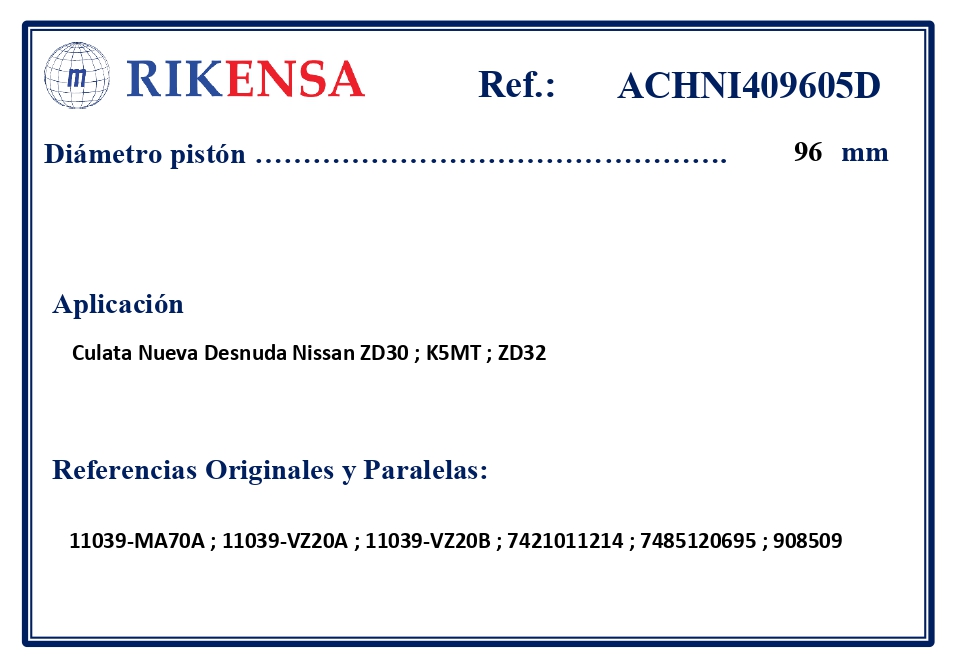 EQUIVALENCIAS ORIGINALES Y PARALELAS CULATAS