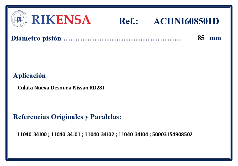 EQUIVALENCIAS ORIGINALES Y PARALELAS CULATAS