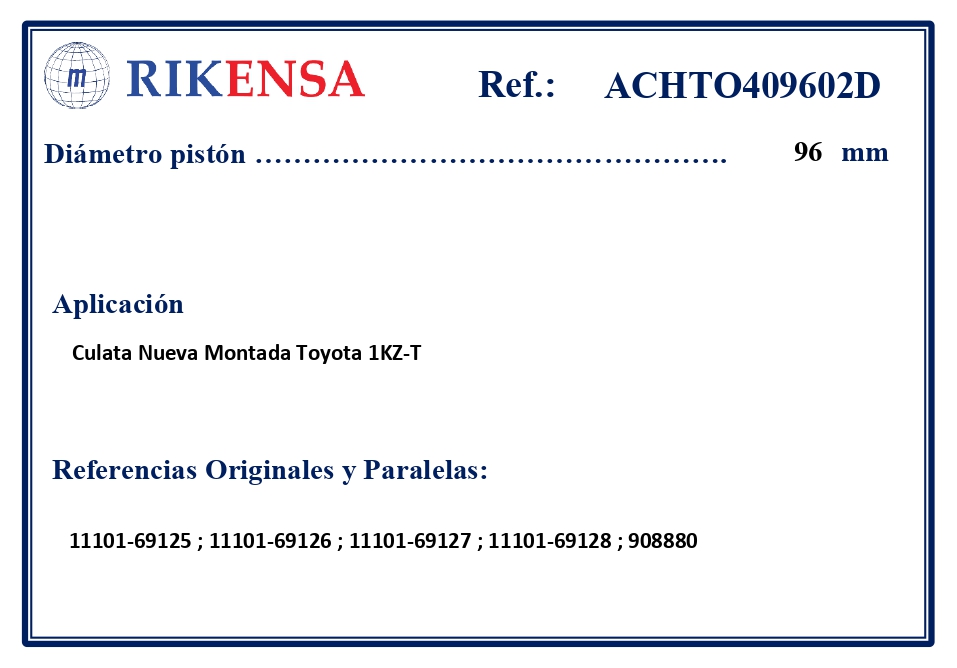 EQUIVALENCIAS ORIGINALES Y PARALELAS CULATAS