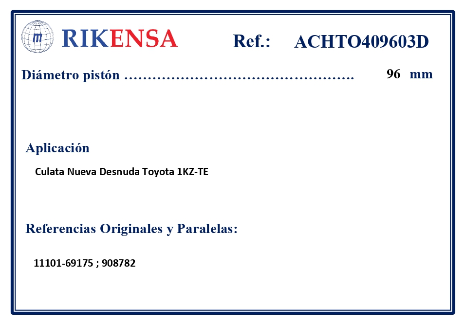 EQUIVALENCIAS ORIGINALES Y PARALELAS CULATAS