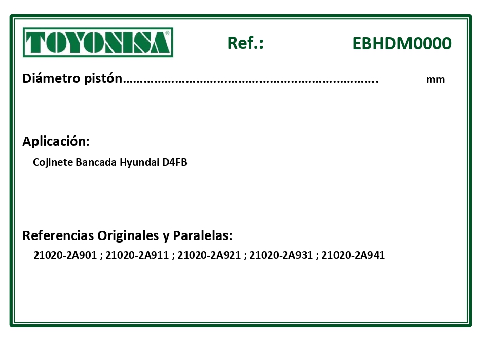 EQUIVALENCIAS ORIGINALES Y PARALELAS COJINETES