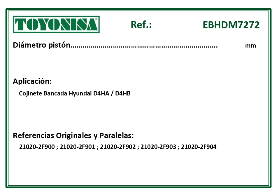 EQUIVALENCIAS ORIGINALES Y PARALELAS COJINETES