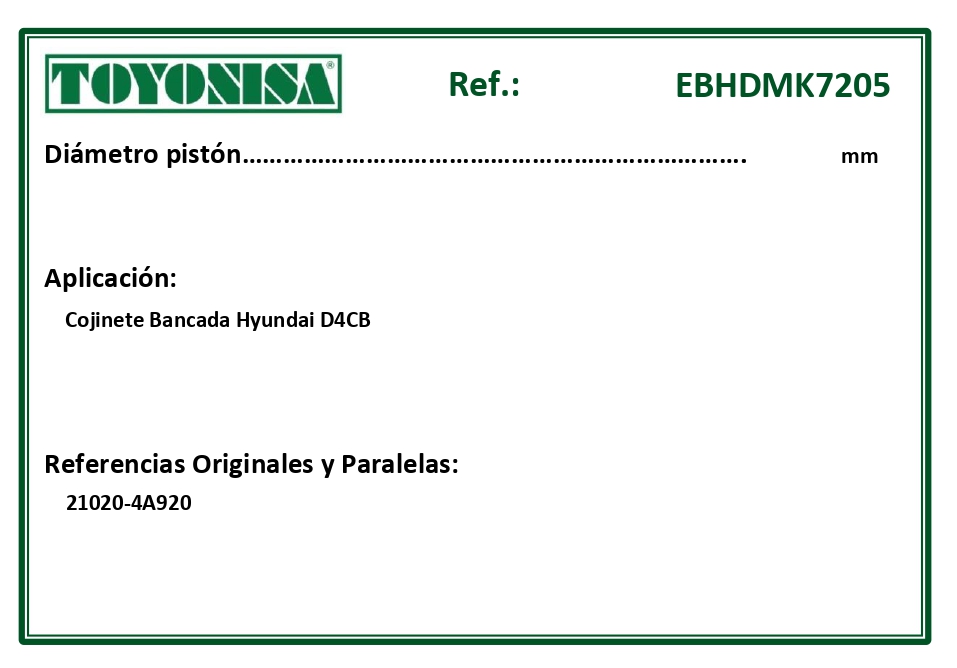 EQUIVALENCIAS ORIGINALES Y PARALELAS COJINETES