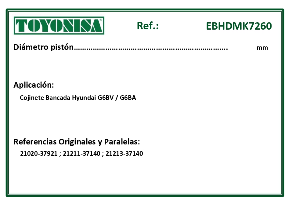 EQUIVALENCIAS ORIGINALES Y PARALELAS COJINETES