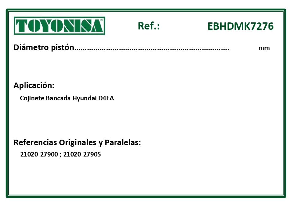 EQUIVALENCIAS ORIGINALES Y PARALELAS COJINETES