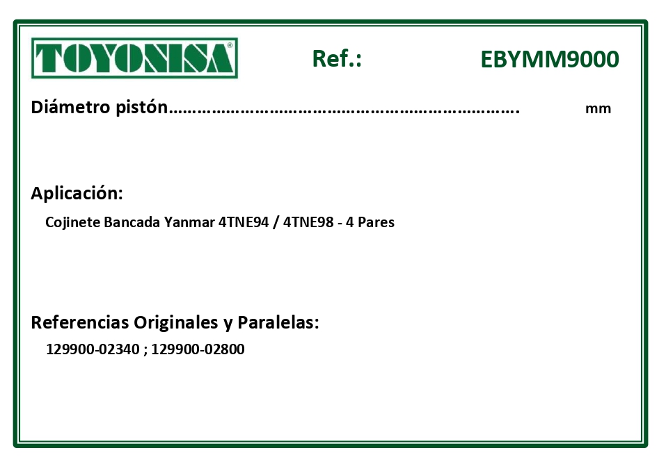 EQUIVALENCIAS ORIGINALES Y PARALELAS COJINETES