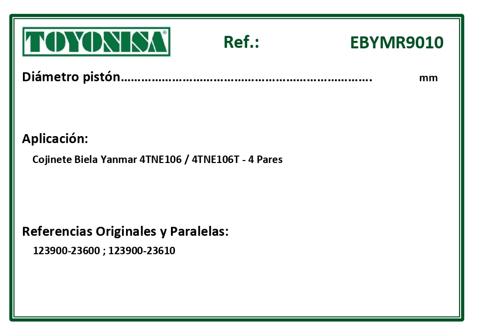 EQUIVALENCIAS ORIGINALES Y PARALELAS COJINETES