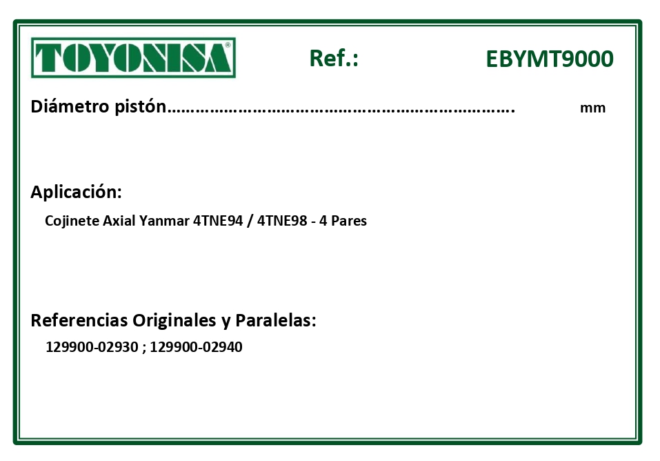 EQUIVALENCIAS ORIGINALES Y PARALELAS COJINETES