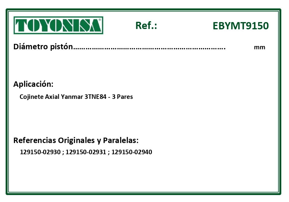 EQUIVALENCIAS ORIGINALES Y PARALELAS COJINETES