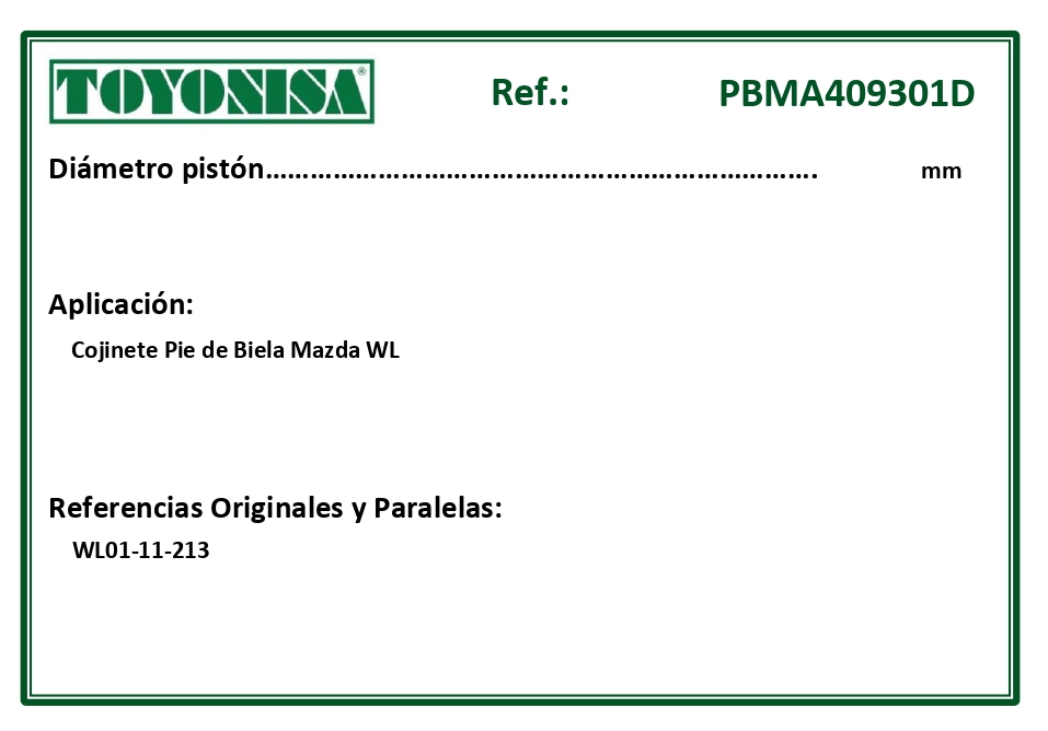 EQUIVALENCIAS ORIGINALES Y PARALELAS COJINETES