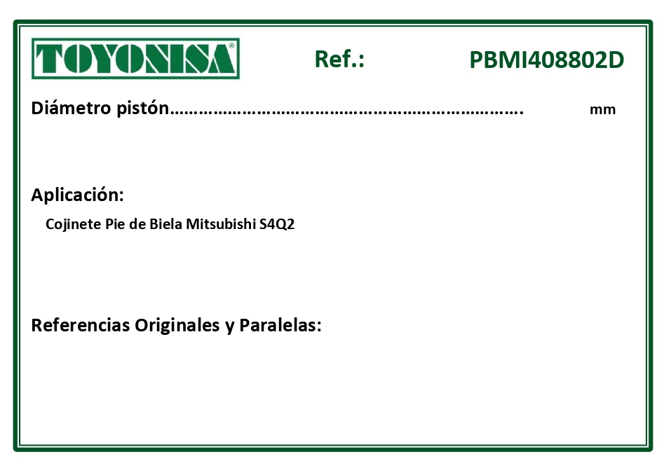 EQUIVALENCIAS ORIGINALES Y PARALELAS COJINETES