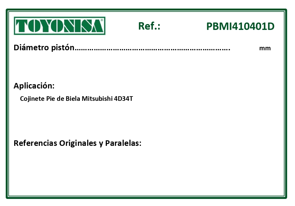 EQUIVALENCIAS ORIGINALES Y PARALELAS COJINETES