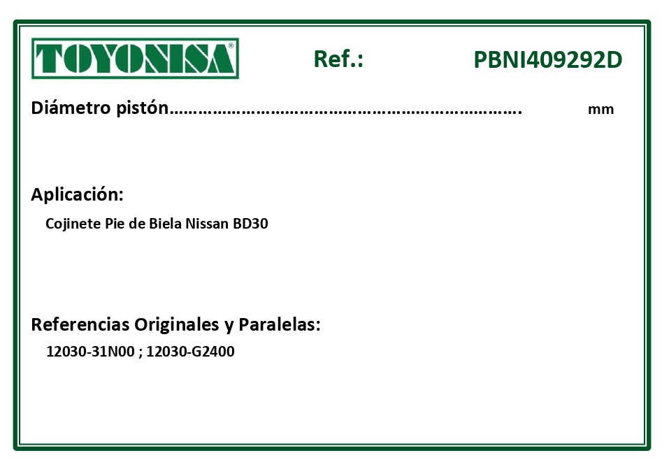 EQUIVALENCIAS ORIGINALES Y PARALELAS COJINETES