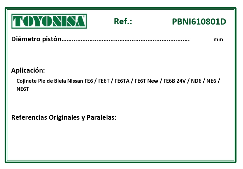 EQUIVALENCIAS ORIGINALES Y PARALELAS COJINETES