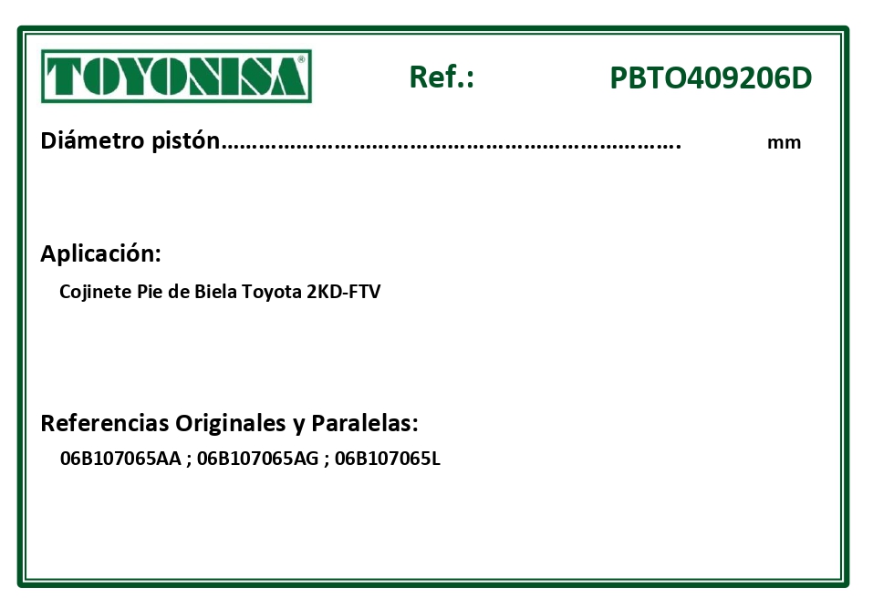 EQUIVALENCIAS ORIGINALES Y PARALELAS COJINETES