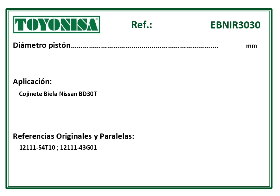 EQUIVALENCIAS ORIGINALES Y PARALELAS COJINETES