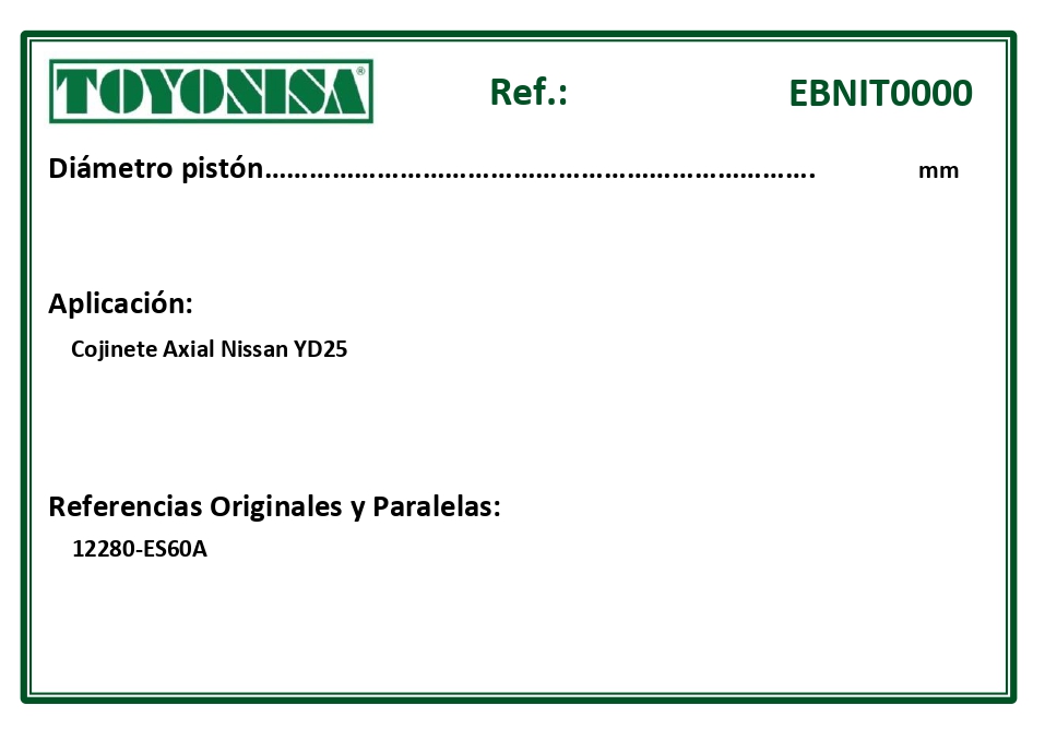 EQUIVALENCIAS ORIGINALES Y PARALELAS COJINETES