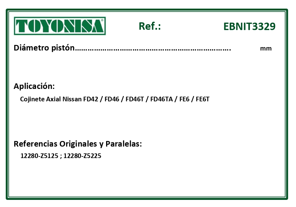 EQUIVALENCIAS ORIGINALES Y PARALELAS COJINETES
