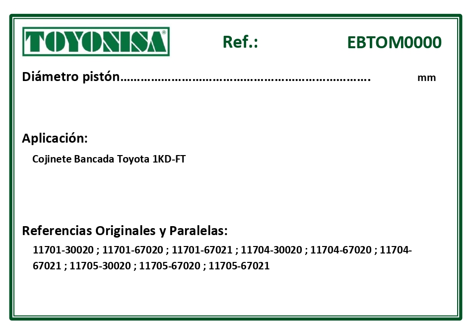 EQUIVALENCIAS ORIGINALES Y PARALELAS COJINETES