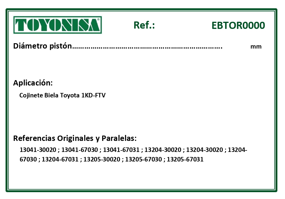 EQUIVALENCIAS ORIGINALES Y PARALELAS COJINETES