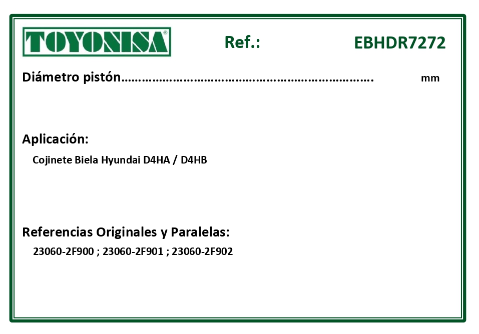 EQUIVALENCIAS ORIGINALES Y PARALELAS COJINETES