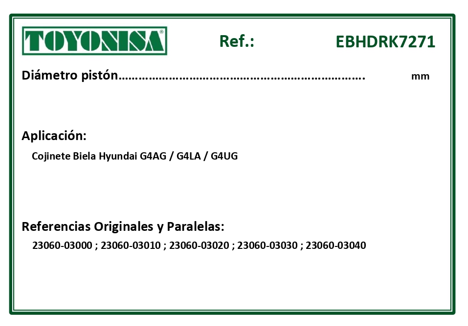 EQUIVALENCIAS ORIGINALES Y PARALELAS COJINETES