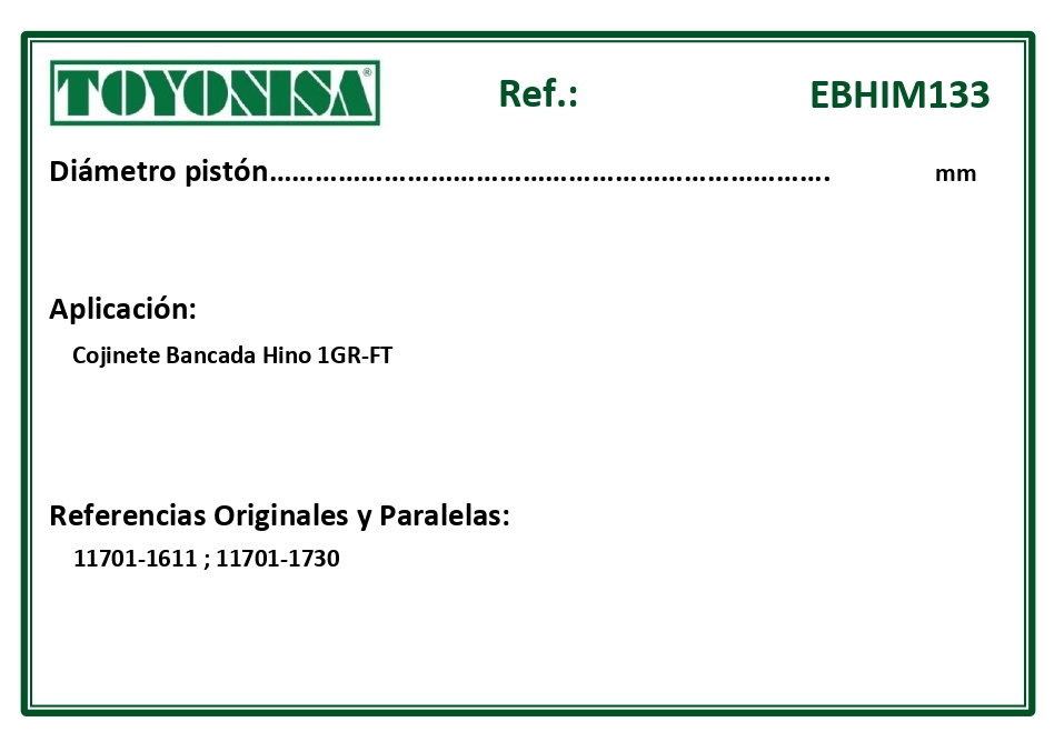 EQUIVALENCIAS ORIGINALES Y PARALELAS COJINETES