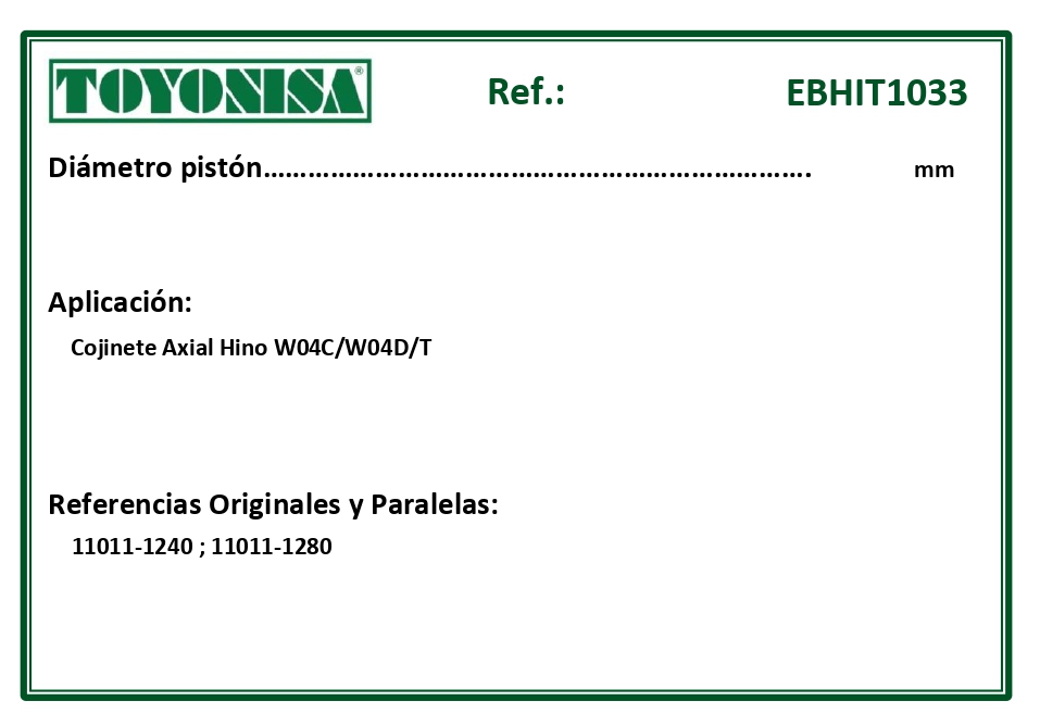 EQUIVALENCIAS ORIGINALES Y PARALELAS COJINETES