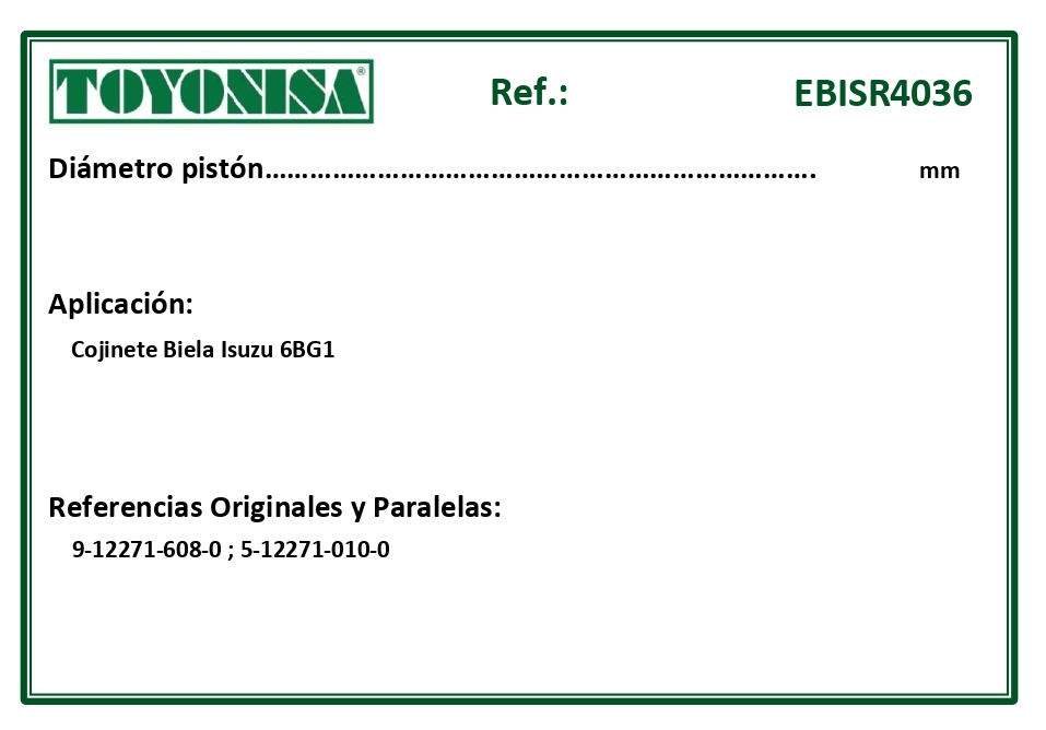EQUIVALENCIAS ORIGINALES Y PARALELAS COJINETES