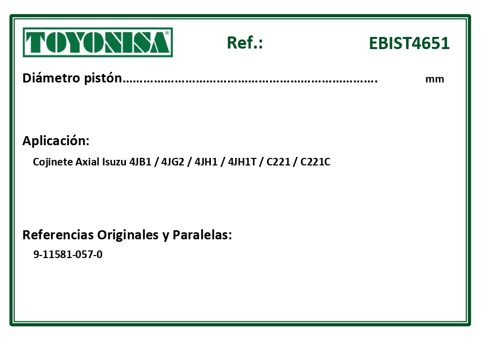 EQUIVALENCIAS ORIGINALES Y PARALELAS COJINETES