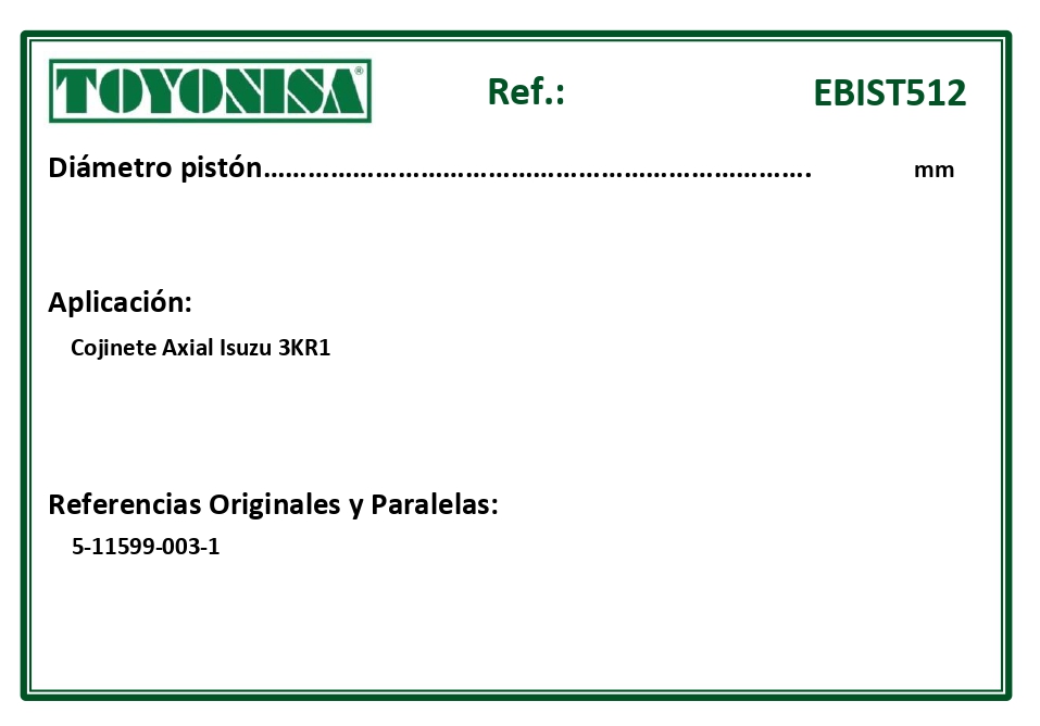 EQUIVALENCIAS ORIGINALES Y PARALELAS COJINETES