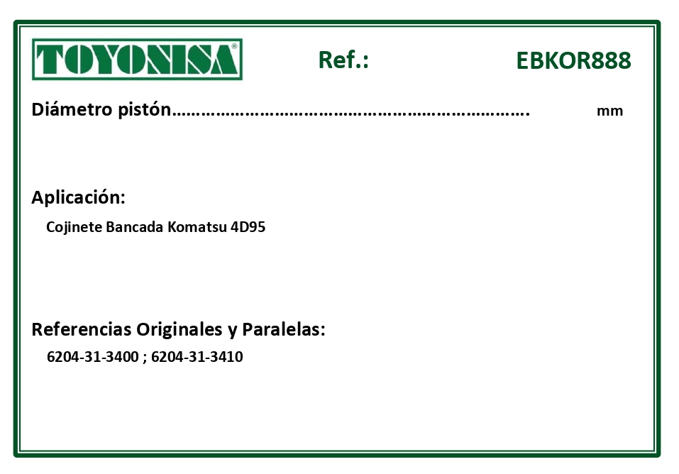 EQUIVALENCIAS ORIGINALES Y PARALELAS COJINETES
